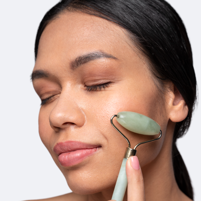 ReviaStone™ – Natural Gua Sha &amp; Facial Roller Set for Lifted, Glowing Skin